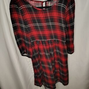 Feathers Red and Black Plaid Mini Dress